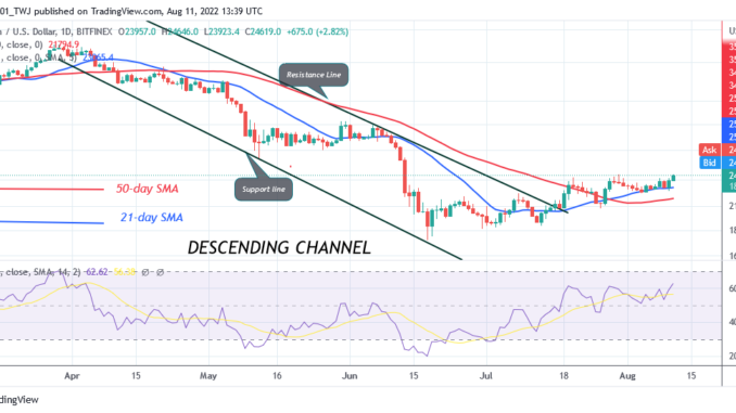 Bitcoin Price Prediction for Today August 11: BTC Price Turns Down From $24.9K High