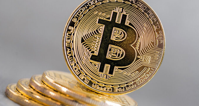 An image of golden bitcoins